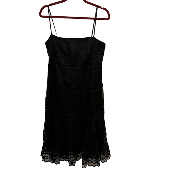 Maggie London Black Silk Lace And Mesh Cocktail Dress size 10 - Picture 3 of 6